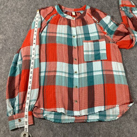 Anthropologie Pilcro Breezy Button Down Bohemian Plaid Buffalo Top Blouse Small - Picture 10 of 16